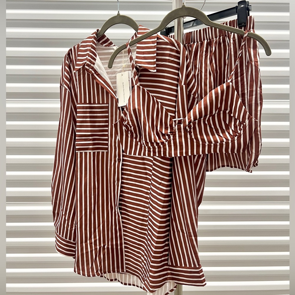 NWT Commense Stripe Three Piece Shorts Set Size M - Picture 11 of 14